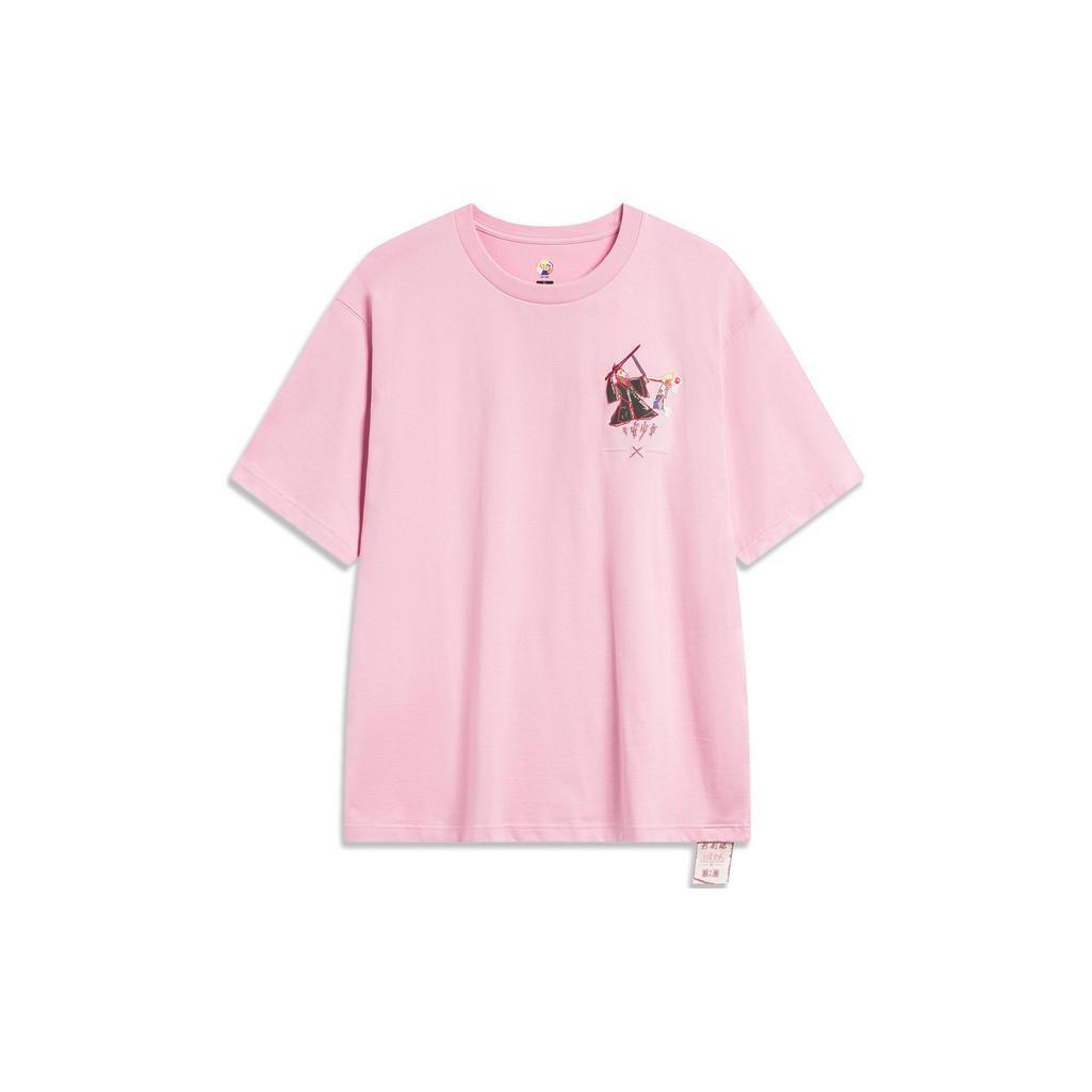 Li Ning Badfive Drop Shoulder Sleeve T Shirt Unisex Flower Branch Pink AHST885-2 S