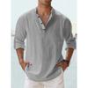 Men's Pure Cotton Stand-up Collar Long-sleeved T-shirt Loose Undershirt Solid Color Long-sleeved Cotton Shirt Men's