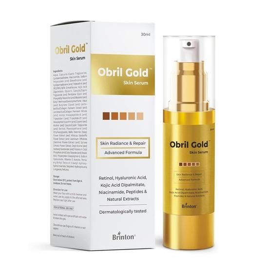 Brinton Obril Gold Hautserum mit Hyaluronsäure, Retinol und Kojisäure | Dermatologisch getestet | Alle Hauttypen | Für Männer und Frauen - 30ml