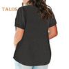 Women T-shirt V-Neck Short Sleeve Tops with Chest Pockets Solid Color Casual Loose Fit Tee Shirt Daily Wear