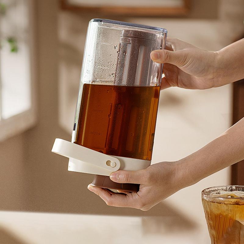 1L Cold Brew Coffee Pot Ice Coffee Maker Cold Brew Jar Leak Proof Container Cold Brewed Fruit Tea Pot for Outdoor Camping Travel