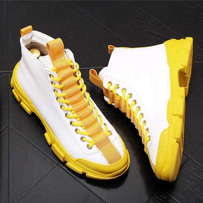 FashionTop Quality Fashion Men's Casual Shoes Leather Platform Boots Men Sneakers Male Man Trending Leisure High Tops Shoes for Men
