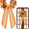 Harvest Party Decor Fall Scalloped Wreath Sash for Front Door, 55 Inch Plaid Gingham Autumn Holiday Home Thanksgiving Ribbon Yard Porch Doorway Indoor