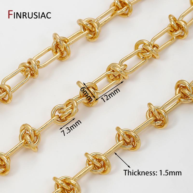 

6*12mm 18K Gold Plated Brass Knot Chains,Handmade Twisted Link Chains for DIY Necklace Bracelets Jewelry Making Accessories 0.5 meter