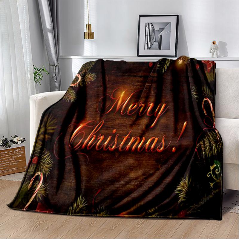 Cartoon Santa Claus Merry Christmas Tree Kid Gift  Soft Plush Blanket,Flannel Blanket Throw Blanket for Living Room Bedroom Sofa