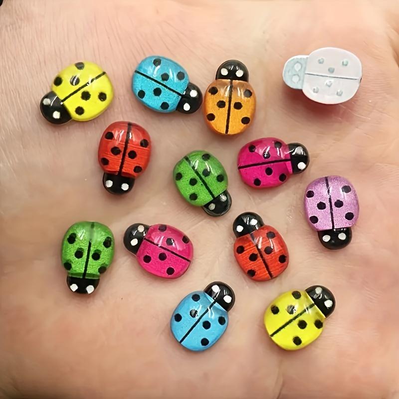 Vibrant Assorted Colors 50pcs Resin Ladybug Decorations , for DIY Crafts, Wedding & Party Embellishments, Ladybug Outdoor Decor