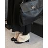 Hairy short boots thick heel square head piled and thickened design wide tube thin boots