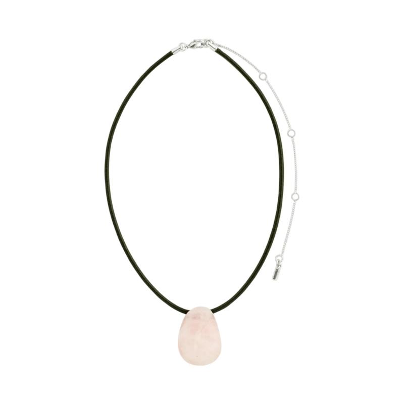 Handmade Irregular Stone Necklace with Adjustable Rope Cord Black Rope Sweater Chain for Daily Wear Comfortable Fit