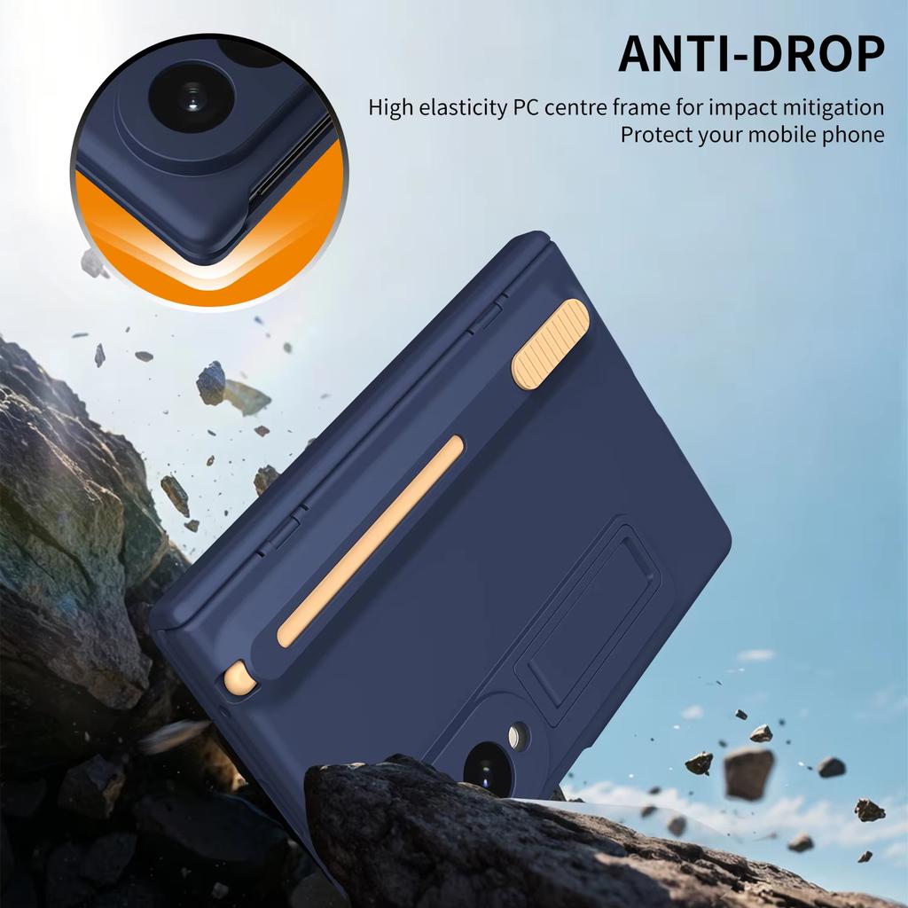 Original protective hinge case for Samsung Galaxy Z Fold 8 7 6 5 including stylus, foldable tempered glass film, and stand