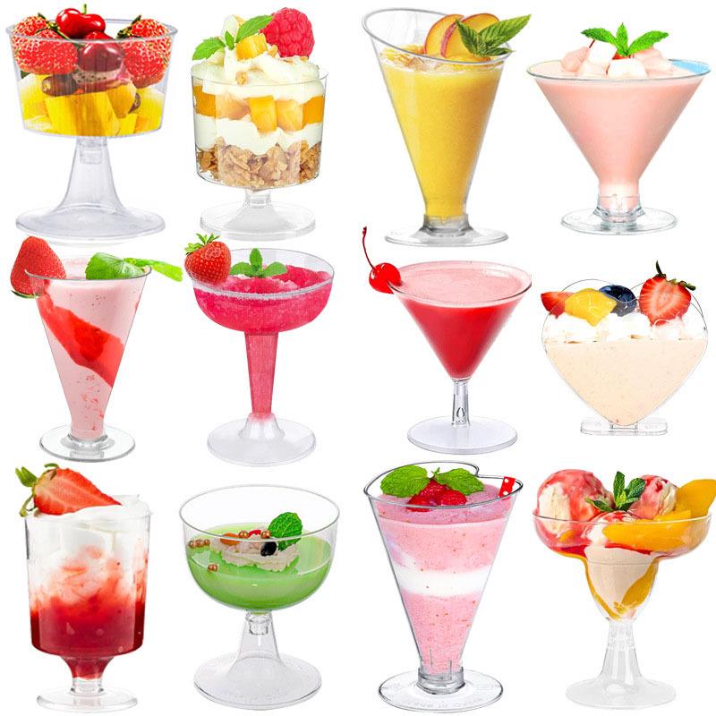 Disposable High-Stemmed Champagne Flute, Dessert Cup, Red Wine, and Cocktail Glass