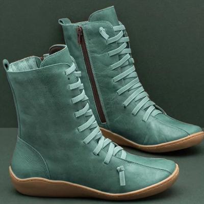 Women Natural Leather Casual Mid-Calf Boots Comfortable 2024 New Quality Soft Handmade Flat Shoe Black Work Boots