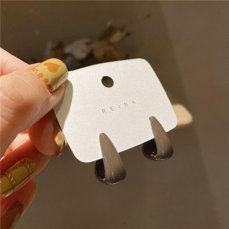 New Letter L U-Shaped Stud Earrings For Woman Irregular Statement Brown Geometric Metal Hook Valentine'S Day Gift