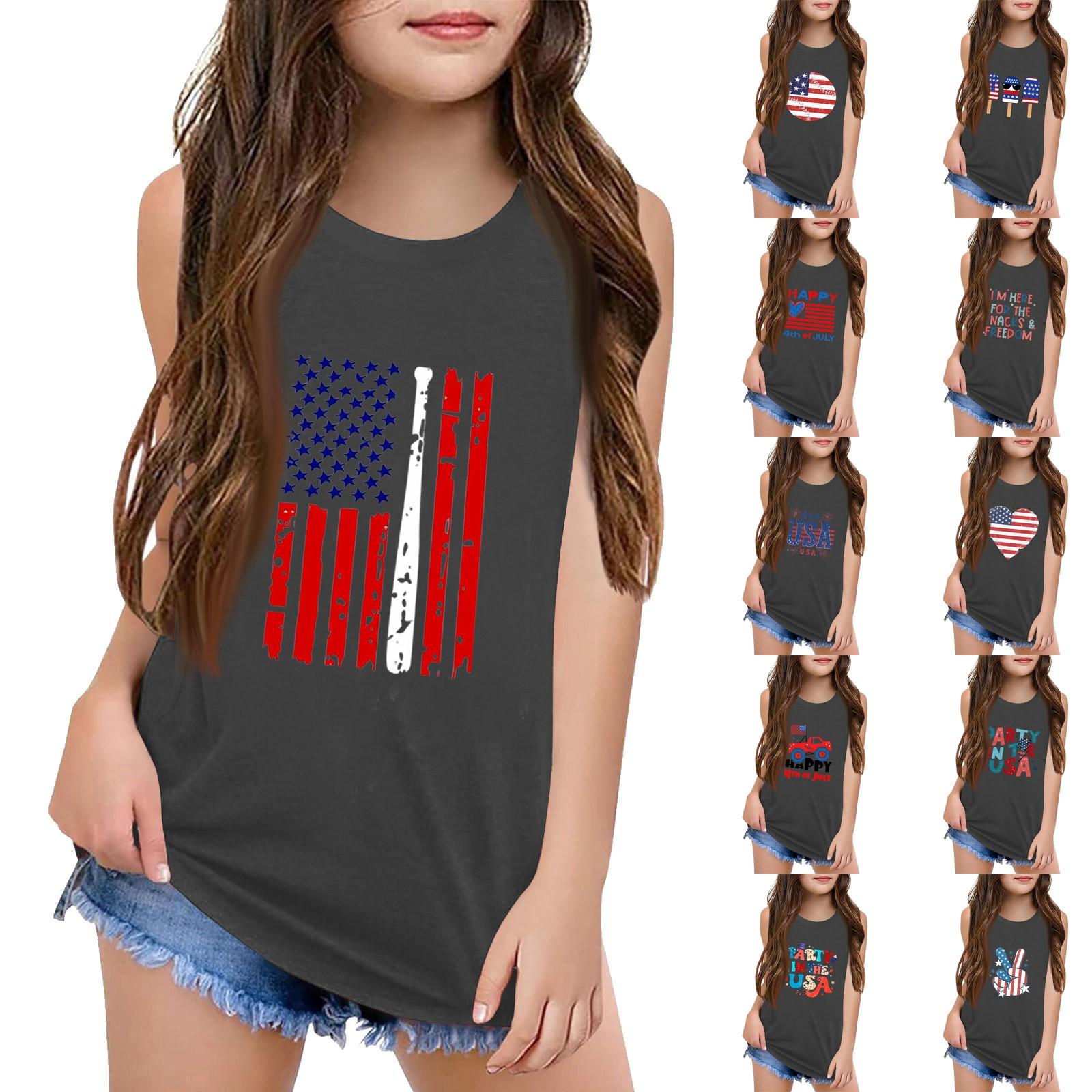 

Girls Kids Summer Crewneck Sleeveless Shirts Tank Tops 110