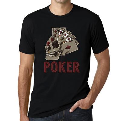 Grafik Herren T-Shirt - Royal Flush Shirt - Gold Teeth Skull Poker Tee
