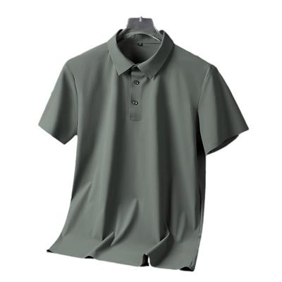Großes kurzärmliges Poloshirt aus Eisseide für Herren, einfarbig, schnelltrocknendes Business-Oberteil, nahtloses Freizeit-T-Shirt für Herren