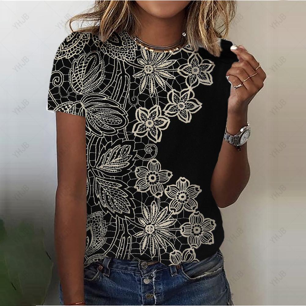 

Летняя женская футболка с 3D принтом, уличная одежда, повседневный топ с короткими рукавами, большая футболка розового цвета в стиле ретро 6XL