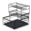 Dish Drying Rack 3 Tier Dish Rack Steel with Removable Drain Board Storage Rack for Dishes Drainer Utensil Holder for Kitchen Countertop Organizer