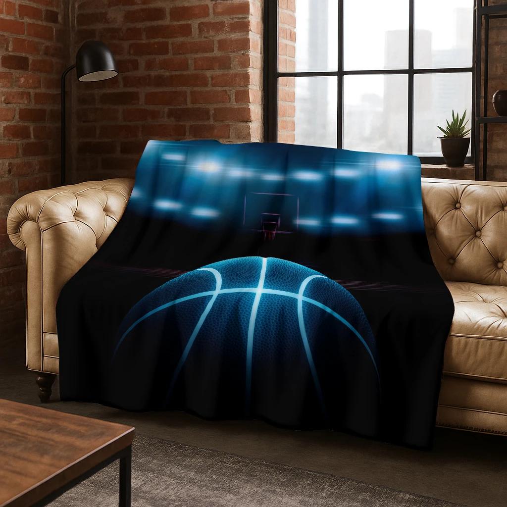 3D Basketball Sports Flannel Blanket Soft Warm Blanket for Bedroom Room Living Room Office Travel Camping Picnic Gift To Child