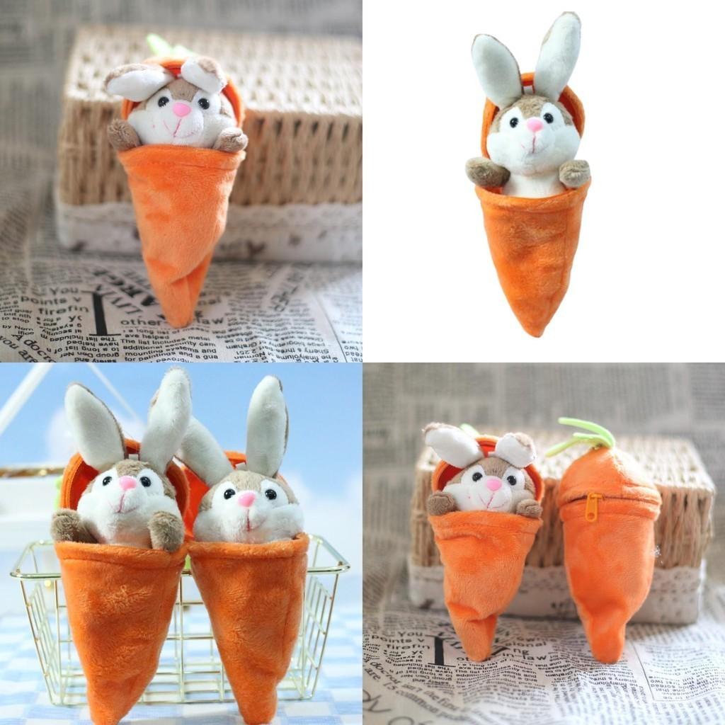 Cute Carrot Bunny Plush Toy Pendant For Bags And Keys, Soft Short Plush, 15cm Height