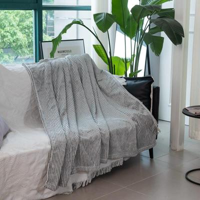 Coperta a Righe in Pile Corallo e Flanella Cationica - Ispessita per l'Aria Condizionata e come Regalo