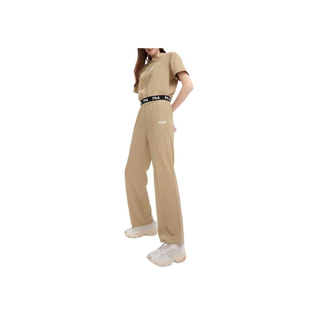 FILA X Magic Stick Collaboration SS23 Solid Color Straight Leg Knit Casual Pants Women bottoms Light-Khaki F11W329606FDK