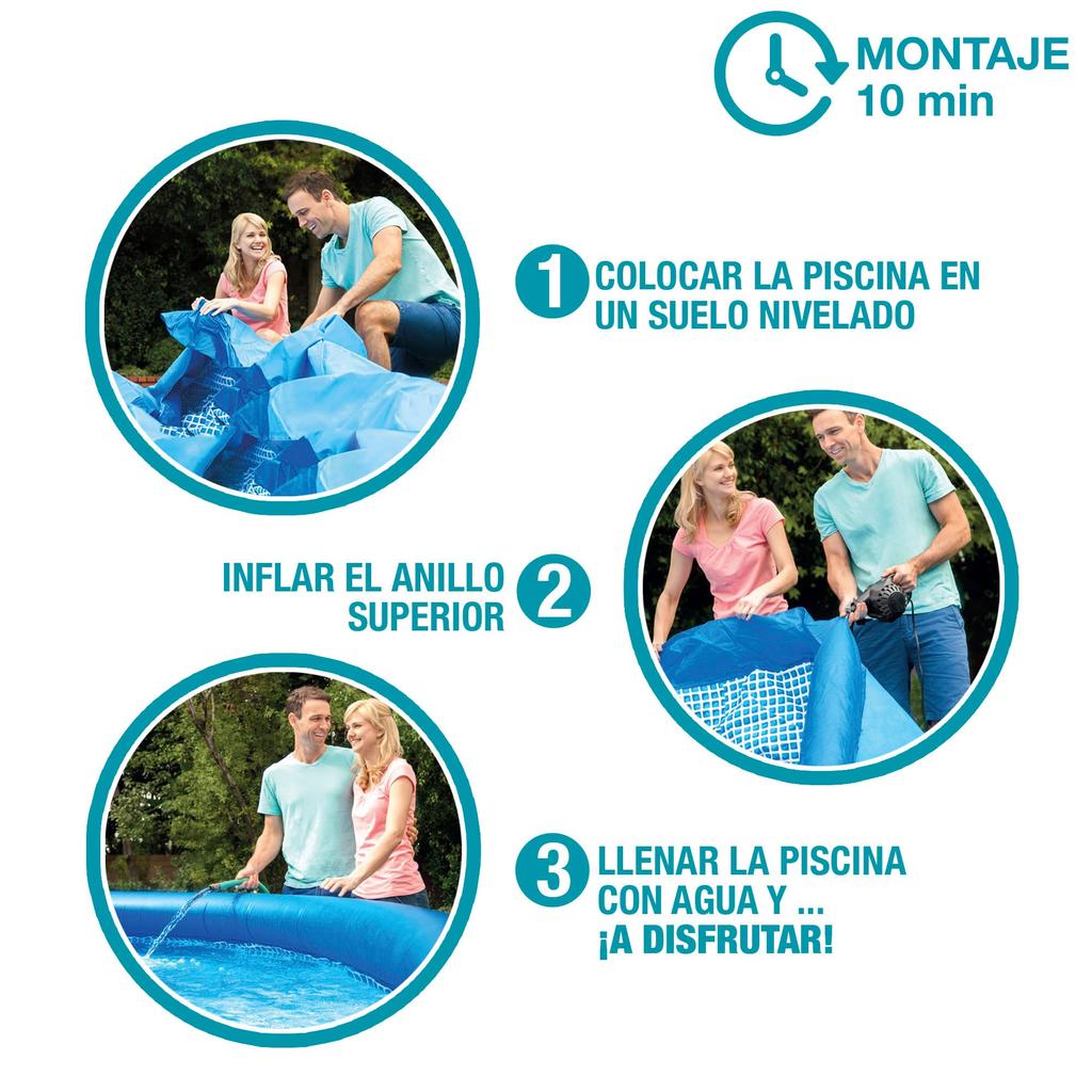 INTEX Easy Set 305 x 76 cm 28116 Large Inflatable Round Pool for Home Use - Easy Setup - 3m Size