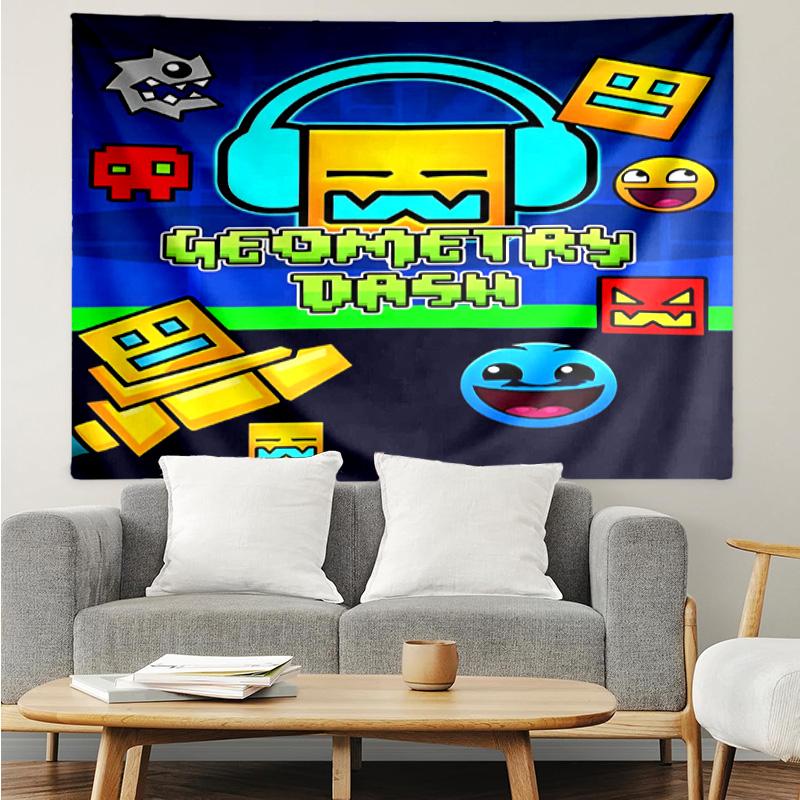 1PC Geometry Dash: Dance To The Beat Tapestry, Unique Design Tapestry, Suitable for Bedroom,Livingroom, Playroom,Heartwarming Holiday Gifts