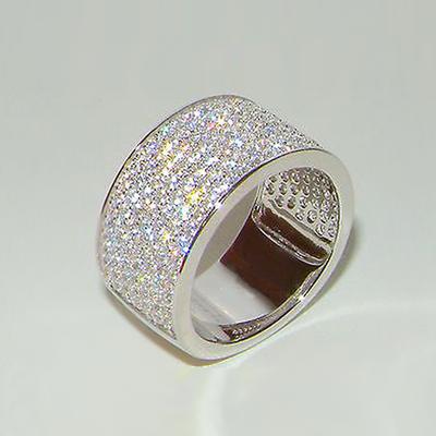 Tam Kaplamalı Bling Düğün Band kadın Yüzük Lüks Gümüş Renk Moda Kadın Yüzükler Parti için Basit Bildirimi Takı