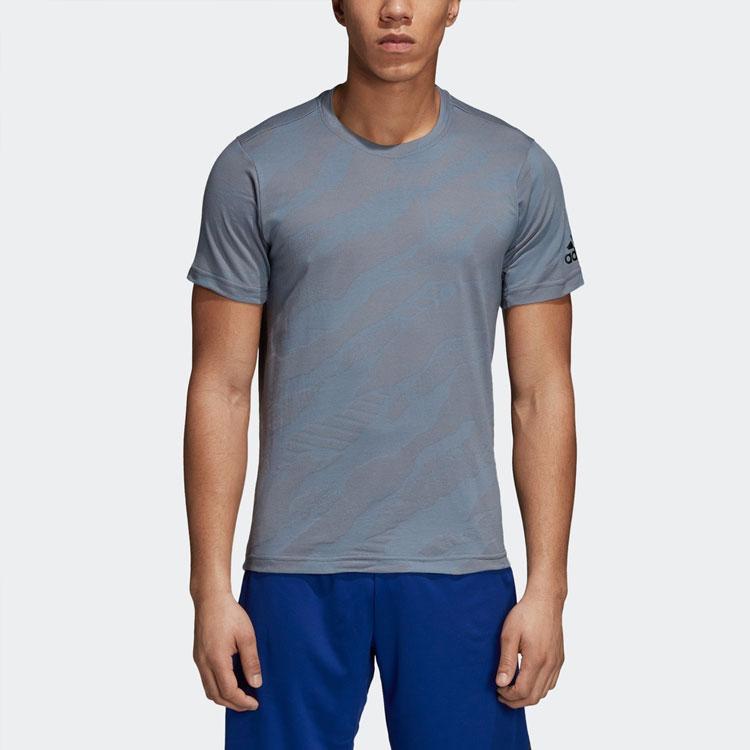 Adidas Camouflage Sports Training Round Neck Short Sleeve T-Shirt Men Tops Original-Blue Gray CZ5442