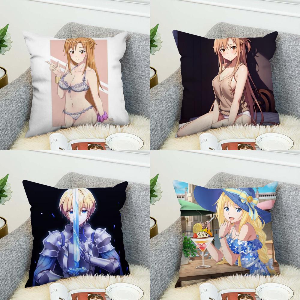 Sword Art Online Pillow Case For Car Sofa Decorative Home Doublesided Print Plush Square Throw Pillow Cushion Cover
