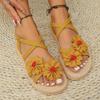 New Fashion Hundred Women's Cross Strap Flower Sandals - Non-Slip Wearable Fairytale Style Indoor and Outdoor Summer Shoes