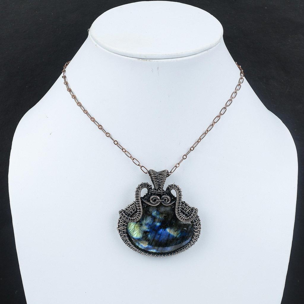 Labradorite Pendant Copper Wire Wrapped Pendant Handmade Wrapped Jewelry Labradorite Gemstone Pendant For Women Copper Jewelry Gift For Her