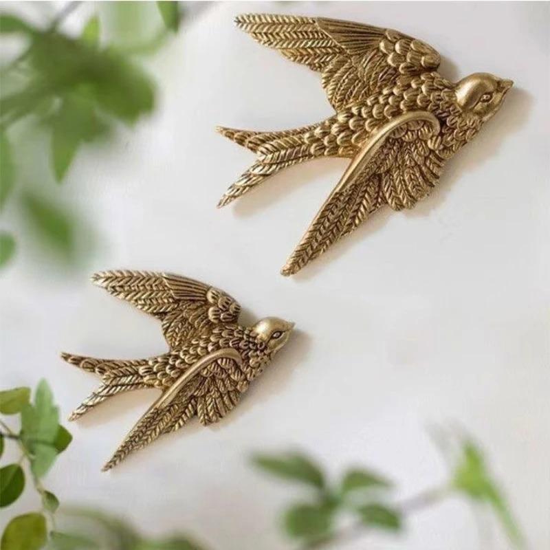 Vintage Forest Decorative Mirrors Dragonfly Swallow Wall Hanging Wall Decoration Light Luxury Home Decoration European Style New