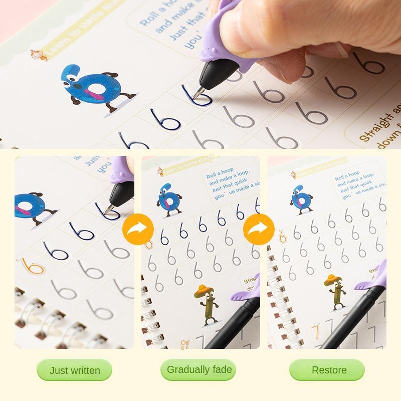 Children Magic Practice Copybook Set Kids Reusable Pen Control Tracing Writing Copy Books Learning Educational Montessori Toys