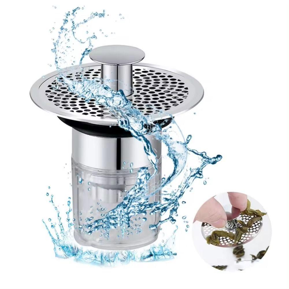 

Filter Plate Kitchen Sink Drain with Spring Core Sink Strainer Covers Sewer Accessories