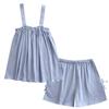 Women's Summer Cotton Gauze Pajama Set - Korean Camisole & Shorts, Sweet and Loose Homewear.