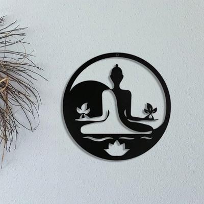 Metal Wall Art Buddha Figure Decoration for Meditation, Yoga Room, Living Room, Office Decor