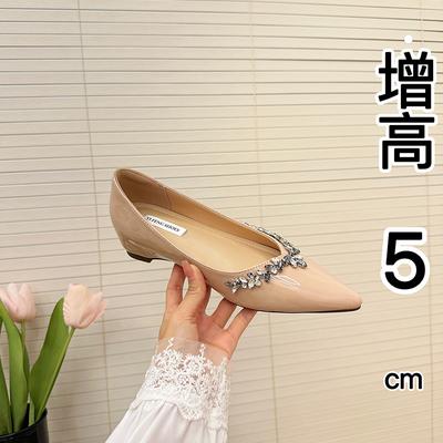 Fashion Single Shoe Women's 2025 Summer Temperament Pointed Bare Color Rhinestone Patent Leather Raised Black Patent Leather Flat Shoes