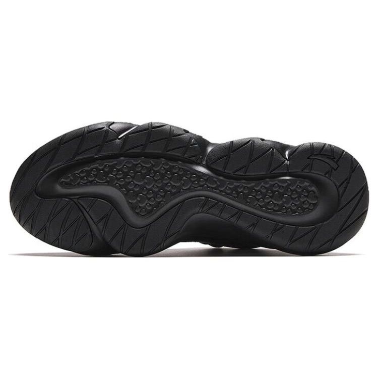 Anta Knitted Round Toe Lace-Up Shock Absorbing Wear-Resistant Mid-Top Dad Shoes Women Sneakers Black 122348992-2