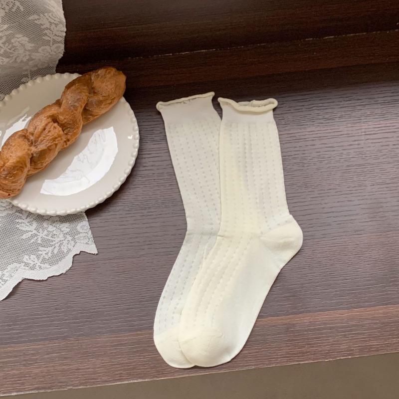 Damskie Letnie Cienkie Paski Białe Koronkowe Ażurowe Bawełniane Skarpetki Do Tuby