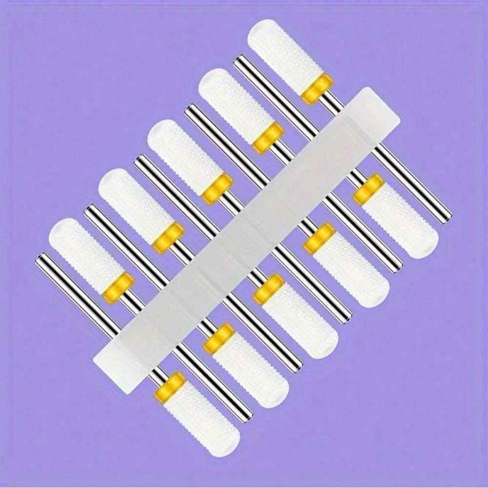 10pc/Set Ceramic Milling Cutter Nail Drill Bits Burr Gel Polish Remove Tools Cuticle Electric Manicure Files Kit Accessories