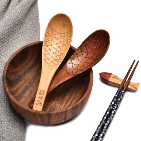 Set 3 Cucchiai Di Legno Da Minestra | Manico Lungo 18,5 Cm | Cucchiaio Da Cucina Per Mescolare E Servire | Utensili In Legno Naturale