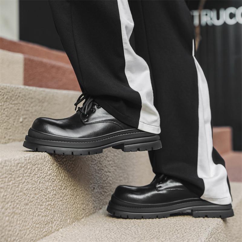 Fashion Thick soled Derby men's leather shoes Fashionable classic minimalist style Outdoor leisure business Adult quality wedding shoes