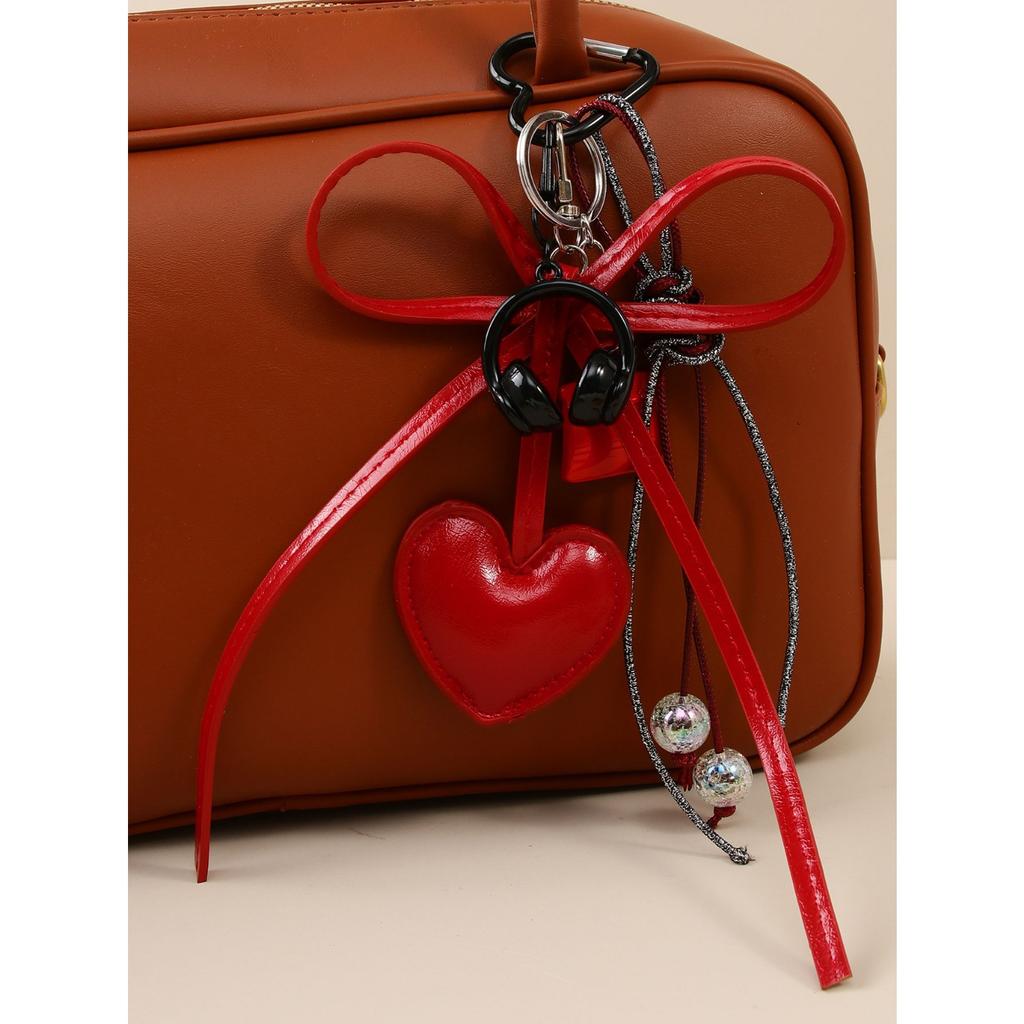 Premium sense pu bow love mini bag pendant ins wind mini earphone bag pendant keychain