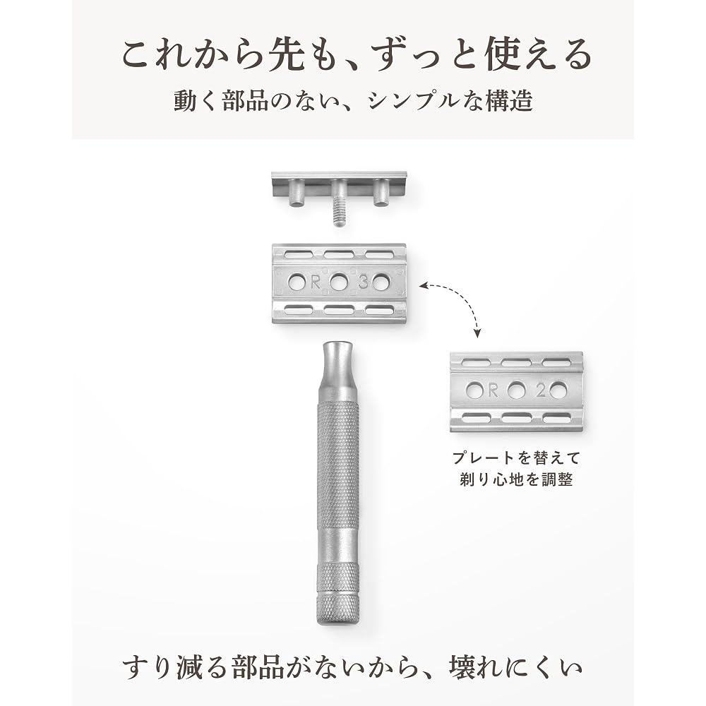 Rockwell Razors 6C Adjustable Chrome Alloy Safety Razor 6 Levels Sensitive Skin with 5 Replacement Blades
