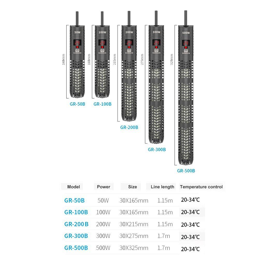 Adjustable Temperature Aquarium Submersible Heater LCD Display Heating Rod  Fish Tanks