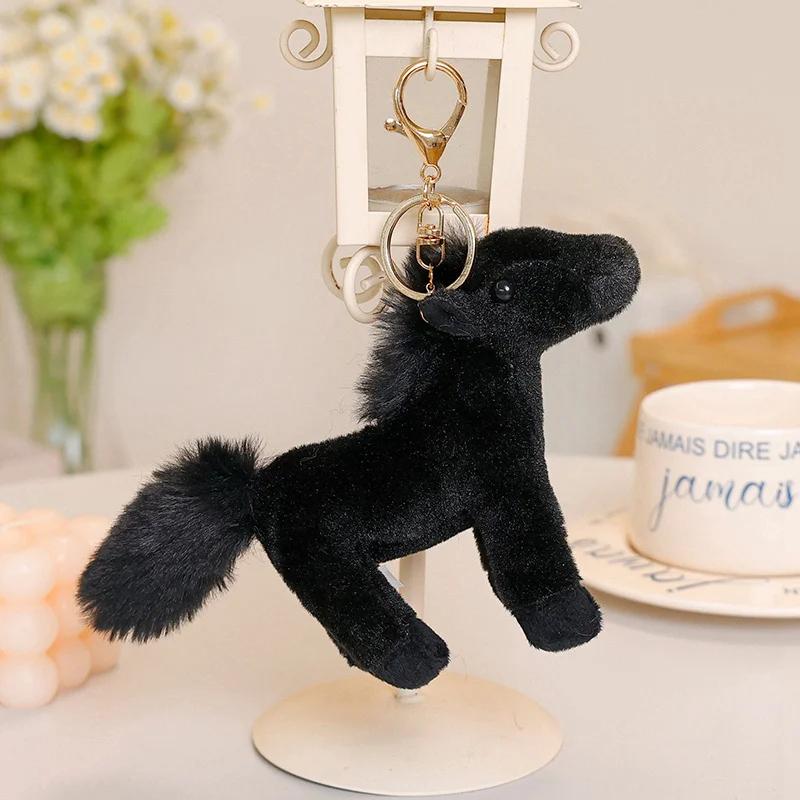 4 Kinds Colors Cute Pony Pendants Plush Toys Soft Stuffed Lifelike Stangding Pose Little Horse Toys Funny Keychain Bags Decor