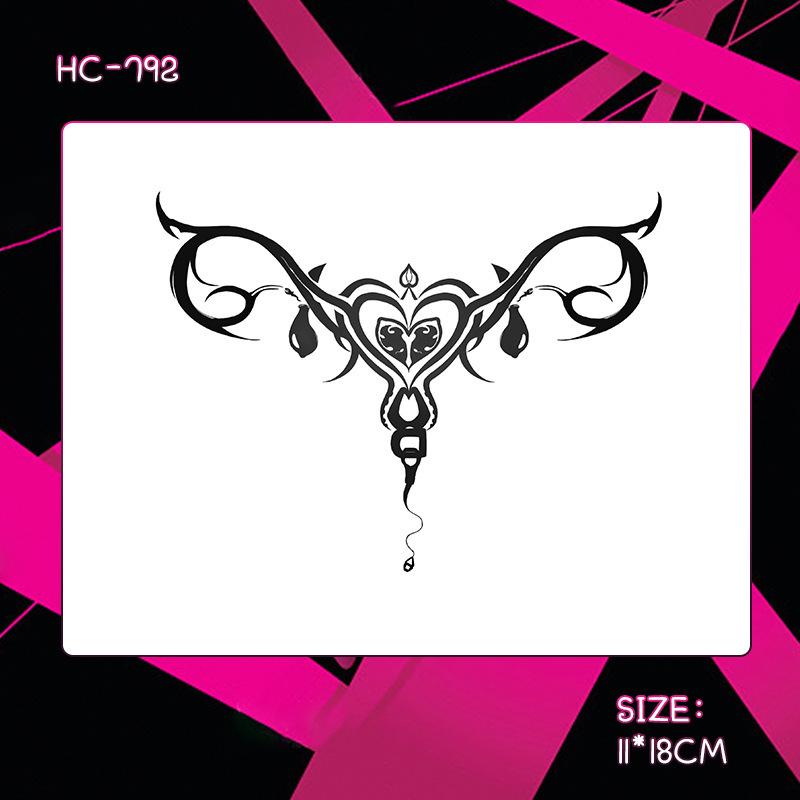 Herbal Semi-Permanent Waterproof Succubus Tattoo Sticker for Women - Long-Lasting, Scar-Covering, High-End Design for Chest, Waist, and Abdomen