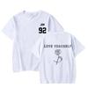 2025 New Women's T-shirt Flower Printed Fashion Versatile Top Love Yourself Text Printed Style Clothing