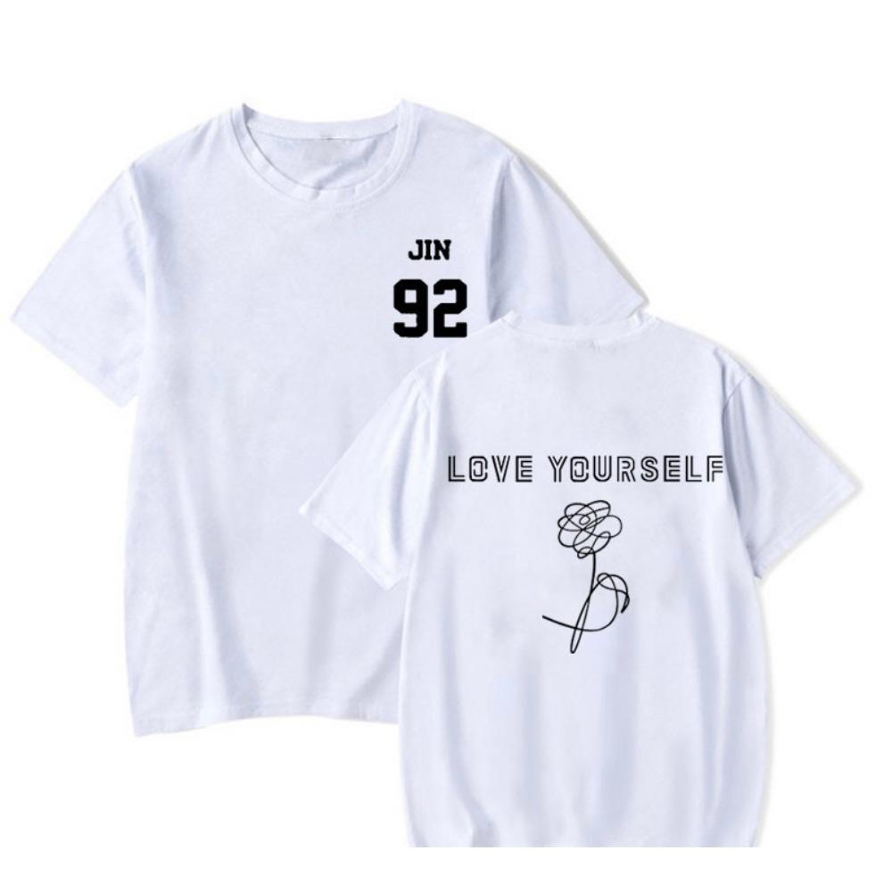 2025 New Women's T-shirt Flower Printed Fashion Versatile Top Love Yourself Text Printed Style Clothing